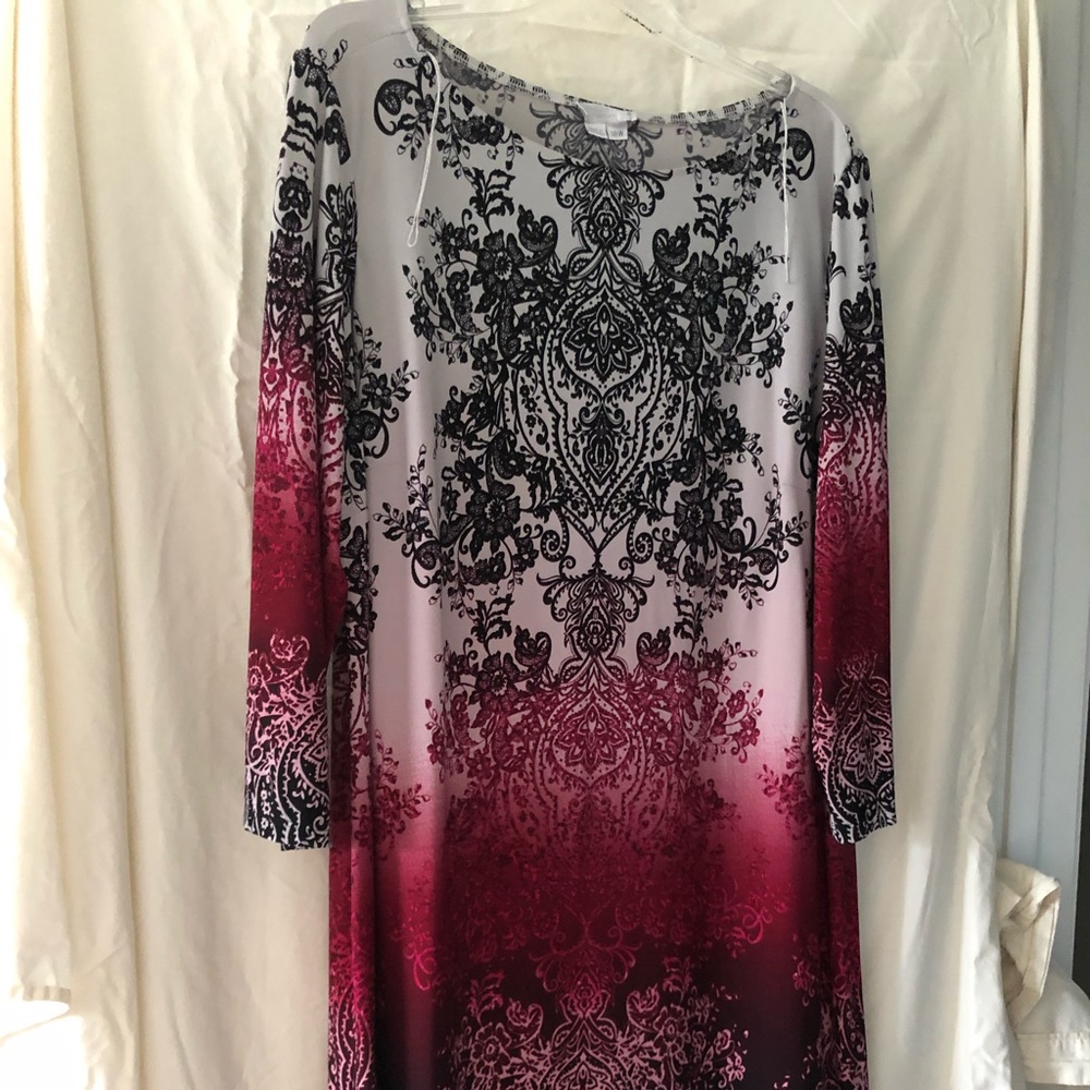 London Times plus size 18W straight dress with mandala print